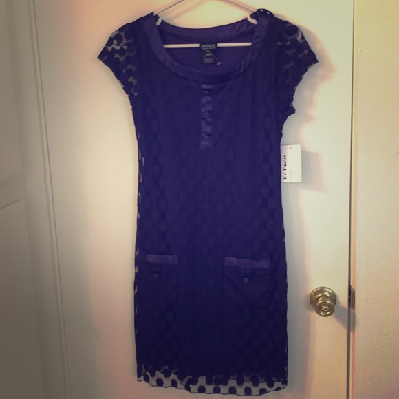 En Focus Purple Polka Dot Dress-Size 8 - Picture 2 of 8